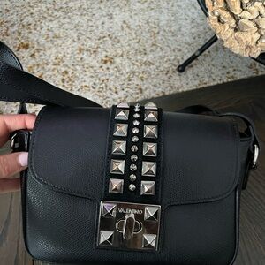 Valentino Black Crossbody Bag with Studded Design